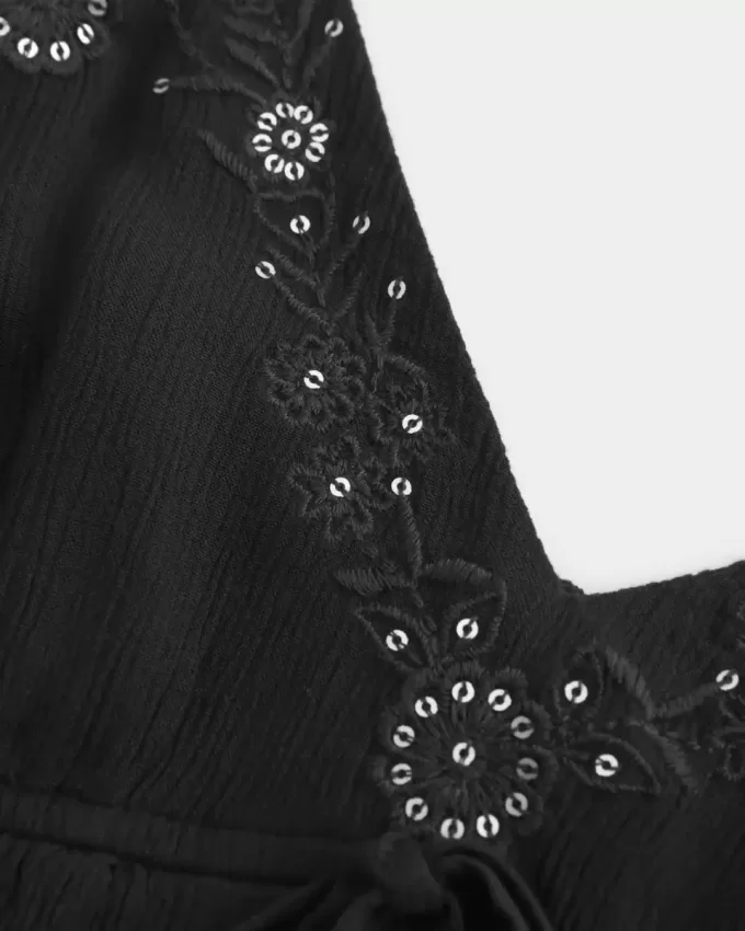 Crinkle Shine Flyaway Babydoll Top