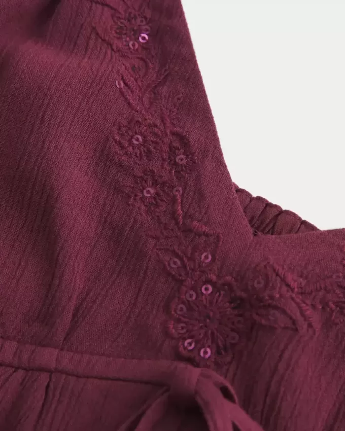 Crinkle Shine Flyaway Babydoll Top