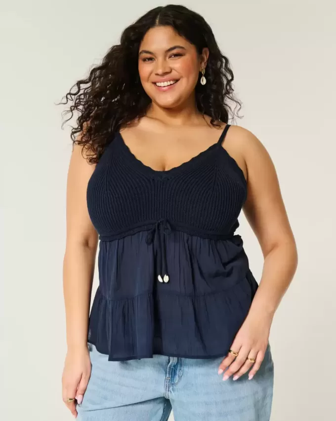 Crochet-Style Fabric Mix Top