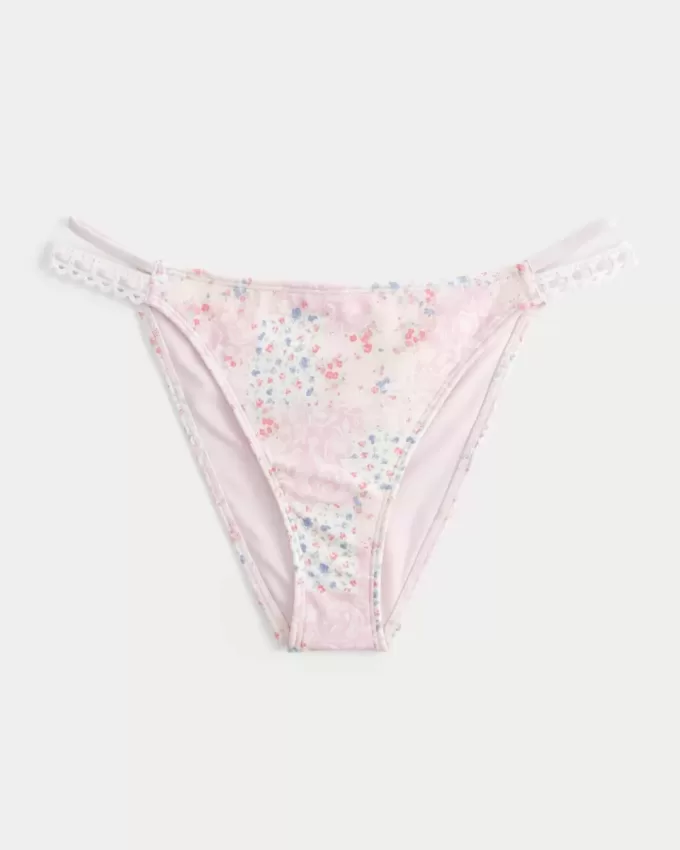 Crochet-Style Mixed High-Leg Cheeky Bikini Bottom