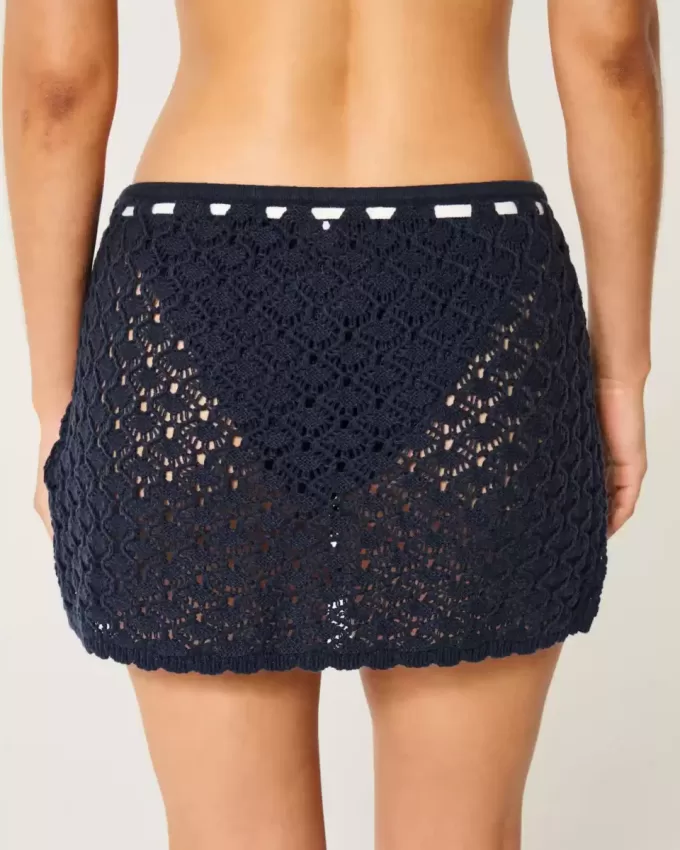 Crochet-Style Pull-On Cover Up Skirt
