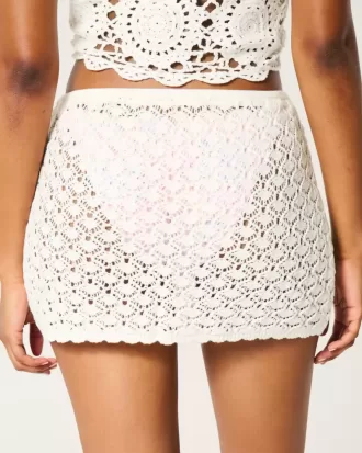 Crochet-Style Pull-On Cover Up Skirt