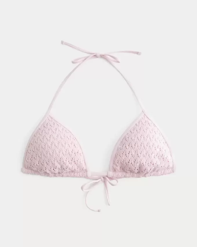 Crochet-Style Sequin Triangle Bikini Top