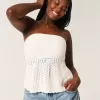 Crochet-Style Strapless Sweater Tube Top