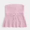 Crochet-Style Strapless Sweater Tube Top