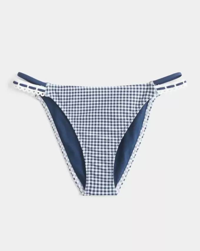 Crochet-Style Trim Double-Strap Cheeky Bikini Bottom