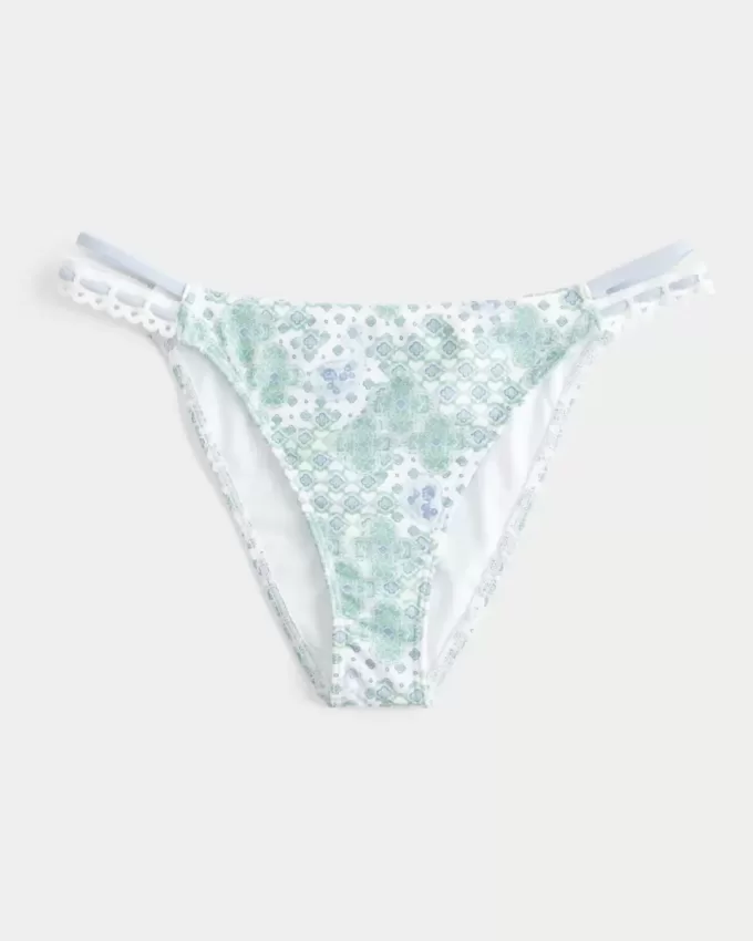 Crochet-Style Trim Double-Strap Cheeky Bikini Bottom