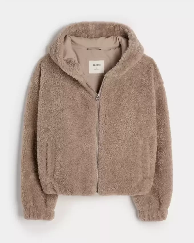 Curly Faux Fur Zip-Up Jacket