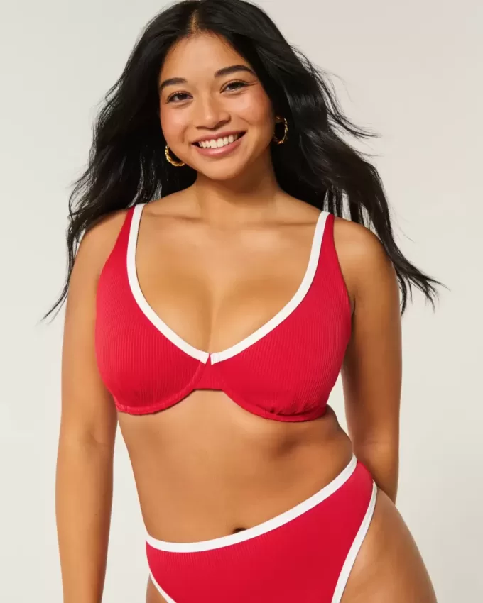 Curvy High Apex Ribbed Underwire Bikini Top