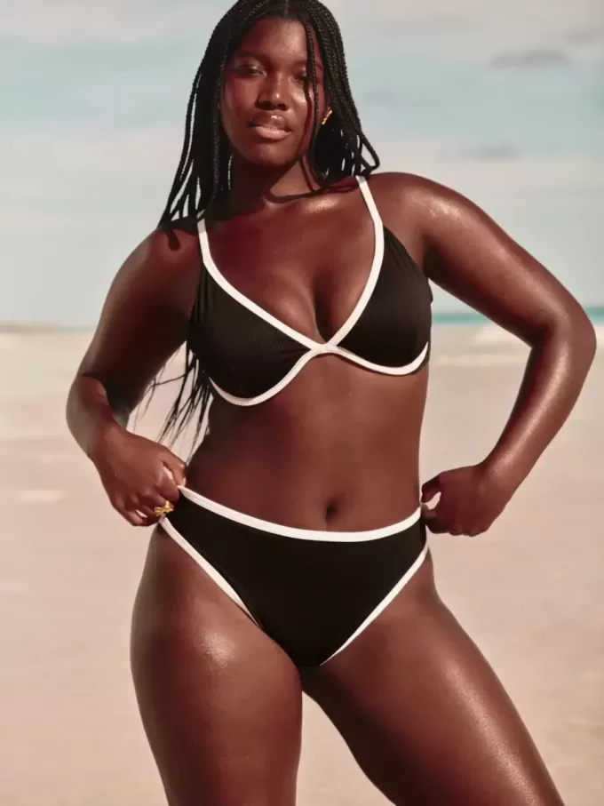 Curvy High-Leg High-Waist Ribbed Cheeky Bikini Bottom