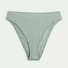 Curvy High-Leg High-Waist Ribbed Cheeky Bikini Bottom