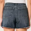 Curvy High-Rise Dark Wash Relaxed Denim Shorts 5″