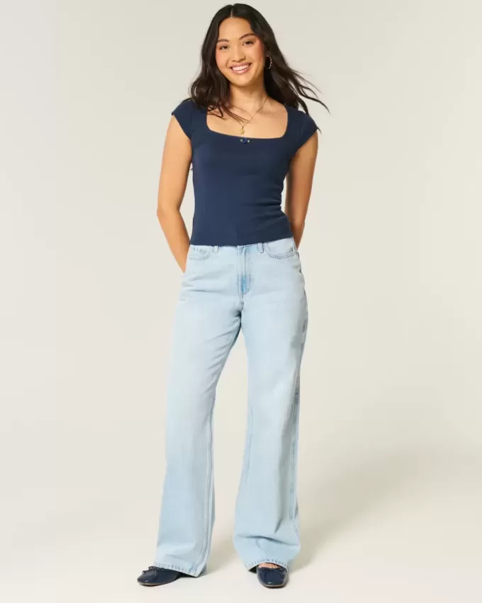 Curvy High-Rise Light Wash Baggy Jeans