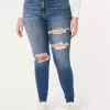 Curvy High-Rise Ripped Dark Wash Super Skinny Jeans