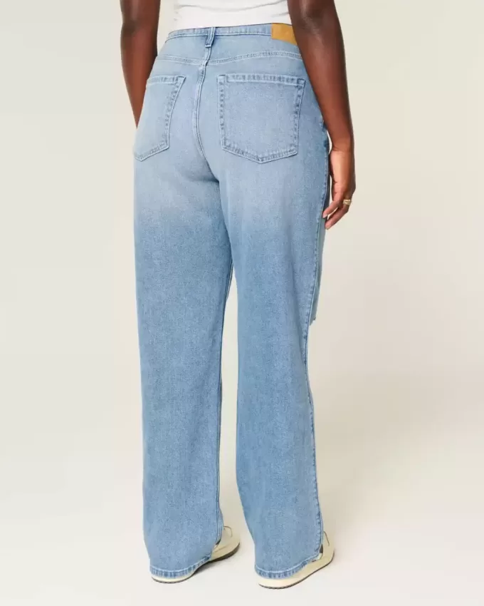 Curvy High-Rise Ripped Medium Wash Dad Jeans