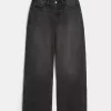 Curvy High-Rise Washed Black Baggy Jeans