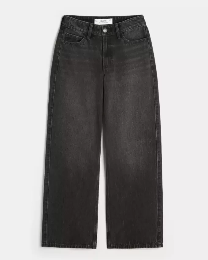 Curvy High-Rise Washed Black Baggy Jeans