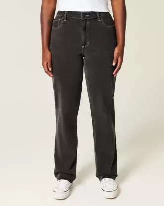 Curvy High-Rise Washed Black Straight Jeans