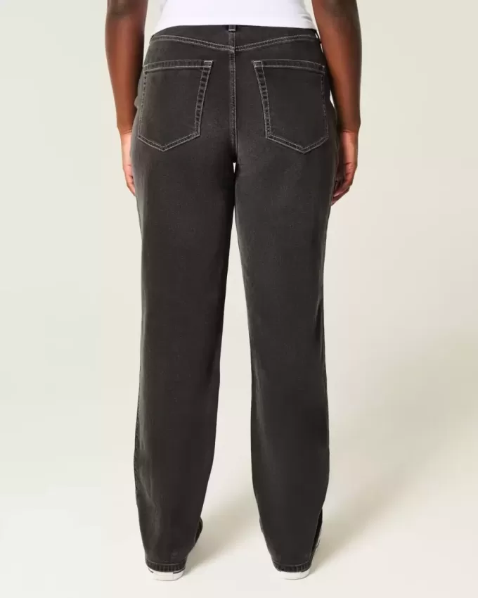 Curvy High-Rise Washed Black Straight Jeans