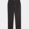 Curvy High-Rise Washed Black Straight Jeans