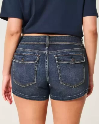 Curvy Low-Rise Dark Wash Denim Shortie Shorts