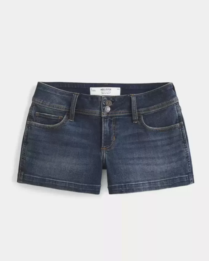 Curvy Low-Rise Dark Wash Denim Shortie Shorts