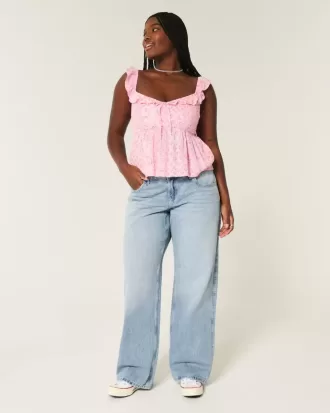 Curvy Low-Rise Light Wash Baggy Jeans