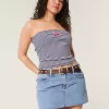 Curvy Low-Rise Medium Wash Denim Mini Skort