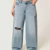 Curvy Low-Rise Ripped Medium Wash Super Baggy Jeans