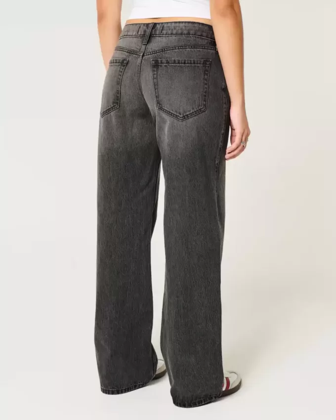 Curvy Low-Rise Washed Black Baggy Jeans