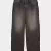 Curvy Low-Rise Washed Black Baggy Jeans