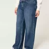 Curvy Mid-Rise Dark Wash Baggy Jeans