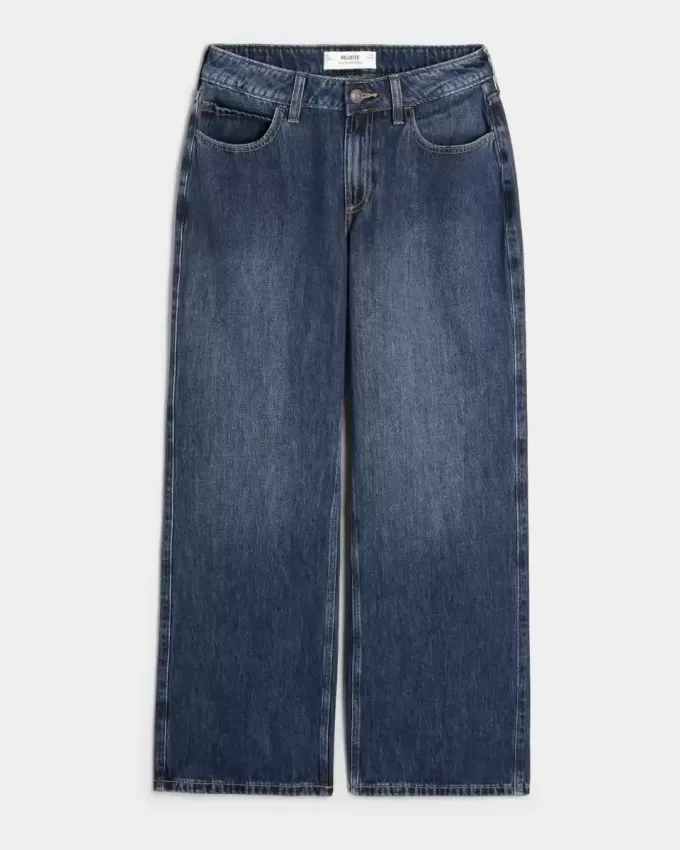 Curvy Mid-Rise Dark Wash Baggy Jeans