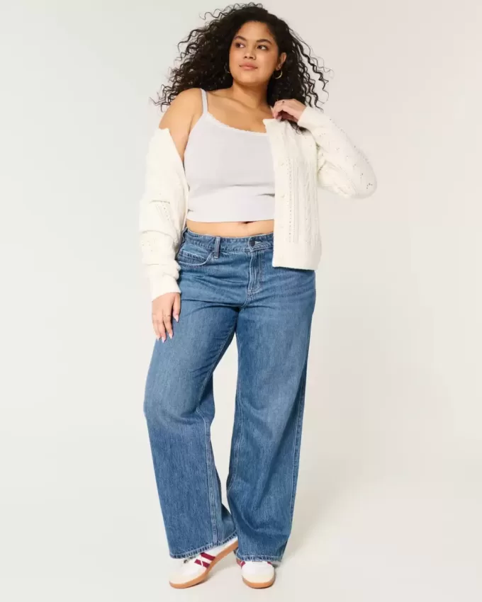 Curvy Mid-Rise Medium Wash Baggy Jeans