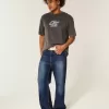 Dark Wash Baggy Bootcut Jeans