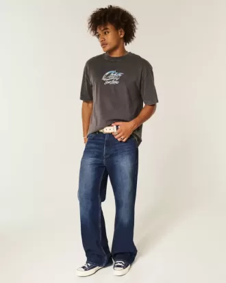 Dark Wash Baggy Bootcut Jeans