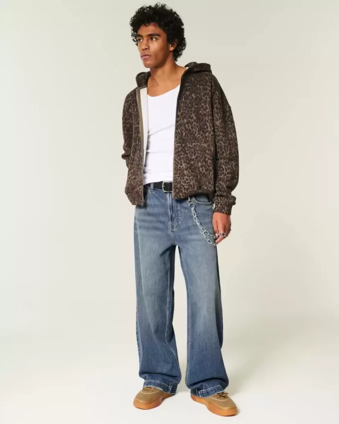 Dark Wash Dice Graphic Super Baggy Jeans