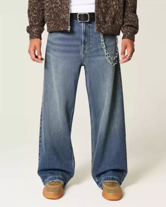 Dark Wash Dice Graphic Super Baggy Jeans
