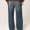 Dark Wash Embroidered Baggy Jeans