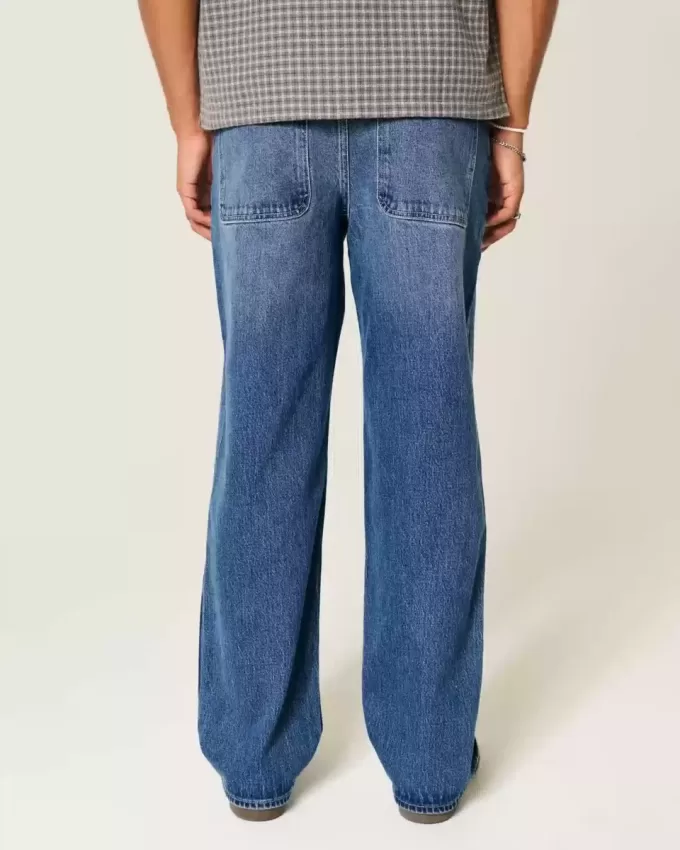 Dark Wash Rose Graphic Baggy Jeans