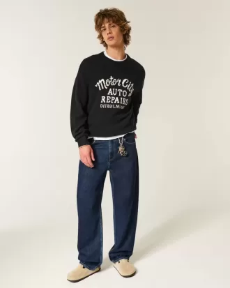 Dark Wash Skater Baggy Jeans