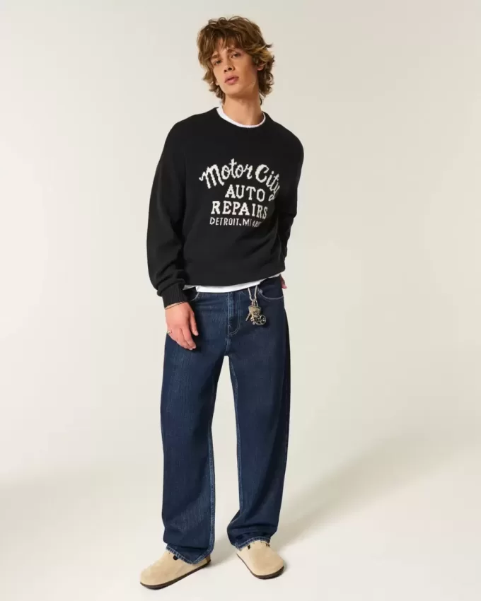 Dark Wash Skater Baggy Jeans