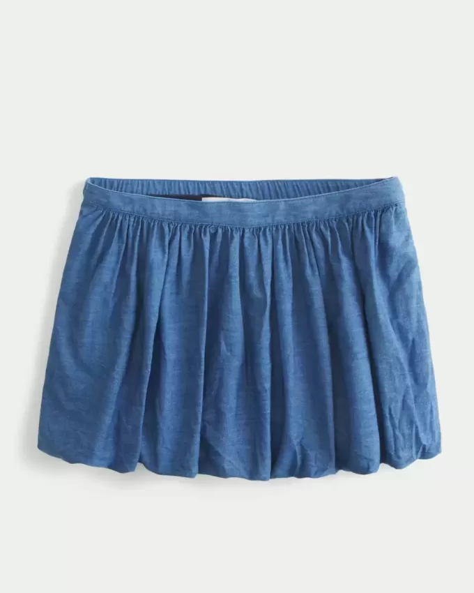 Denim Bubble Mini Skirt