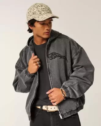 Denim Zip-Up Skater Jacket