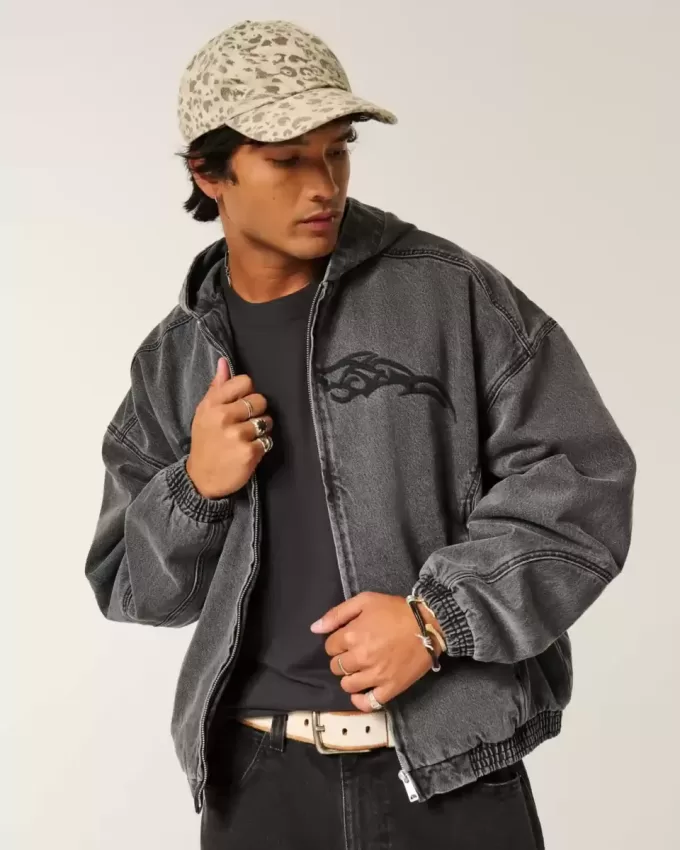 Denim Zip-Up Skater Jacket