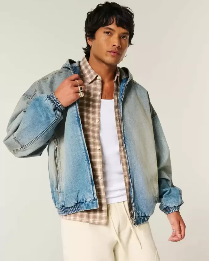 Denim Zip-Up Skater Jacket