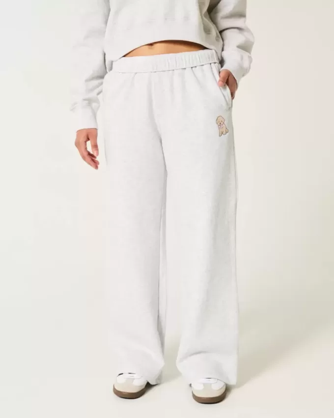Dog Graphic Wide-Leg Sweatpants