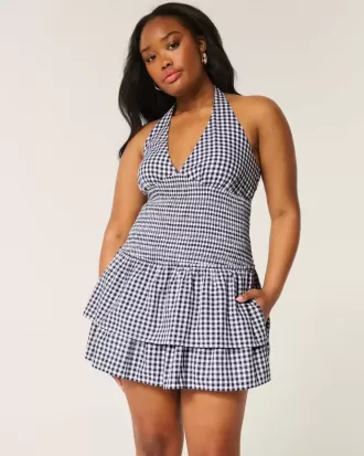 Double-Tier Smocked Halter Skort Dress