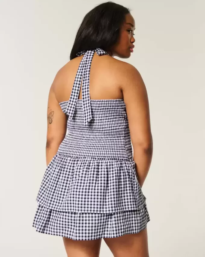 Double-Tier Smocked Halter Skort Dress