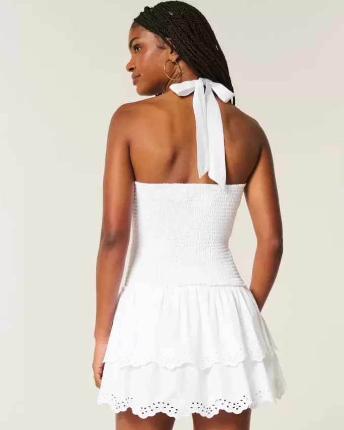Double-Tier Smocked Halter Skort Dress